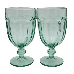 2 Libbey Duratuff Gibraltar Spanish Green Iced Tea Goblets 16 Oz 7" Tall